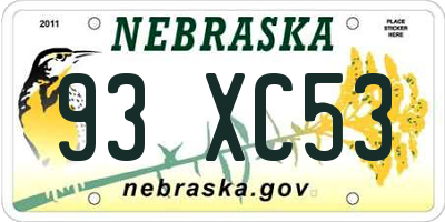 NE license plate 93XC53