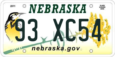 NE license plate 93XC54