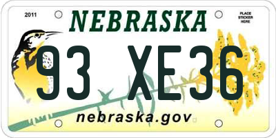 NE license plate 93XE36
