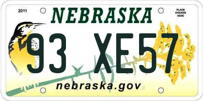NE license plate 93XE57