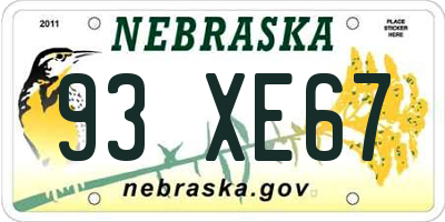 NE license plate 93XE67