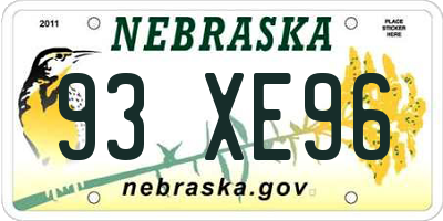 NE license plate 93XE96
