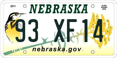 NE license plate 93XF14