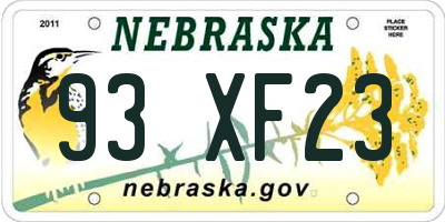NE license plate 93XF23