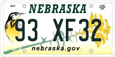 NE license plate 93XF32