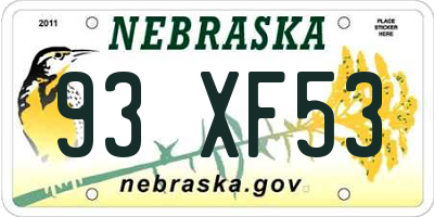 NE license plate 93XF53