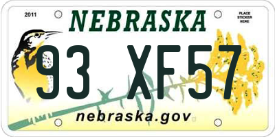 NE license plate 93XF57