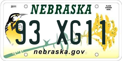 NE license plate 93XG11