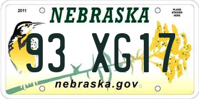NE license plate 93XG17