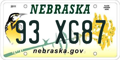 NE license plate 93XG87