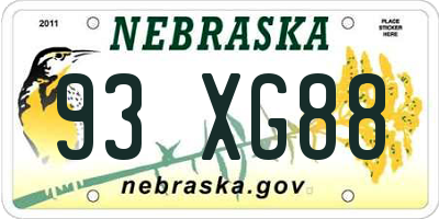 NE license plate 93XG88