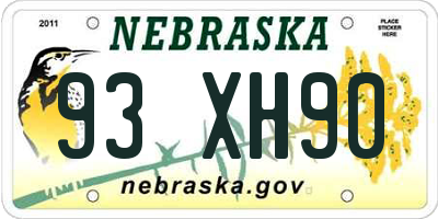 NE license plate 93XH90