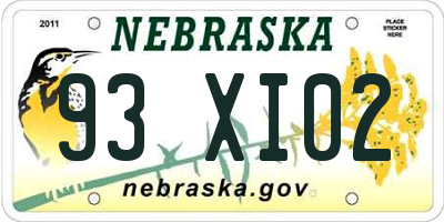 NE license plate 93XI02
