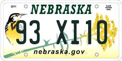 NE license plate 93XI10