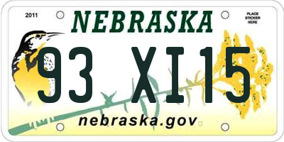NE license plate 93XI15