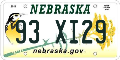 NE license plate 93XI29