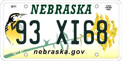 NE license plate 93XI68