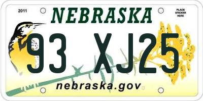 NE license plate 93XJ25