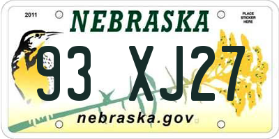 NE license plate 93XJ27