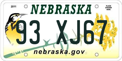 NE license plate 93XJ67