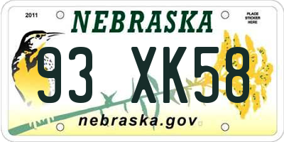 NE license plate 93XK58