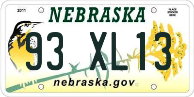 NE license plate 93XL13