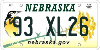 NE license plate 93XL26