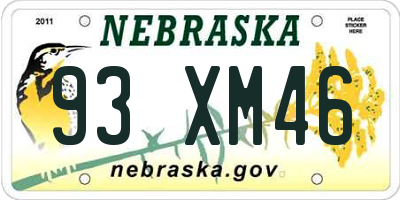 NE license plate 93XM46