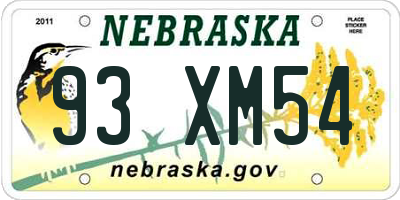 NE license plate 93XM54