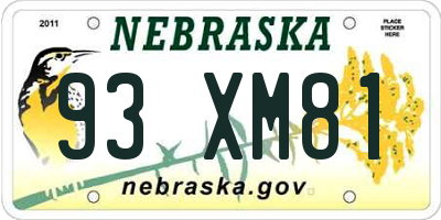 NE license plate 93XM81