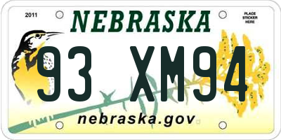 NE license plate 93XM94