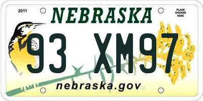 NE license plate 93XM97