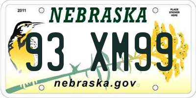 NE license plate 93XM99