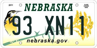 NE license plate 93XN11