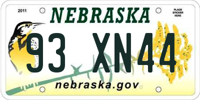 NE license plate 93XN44
