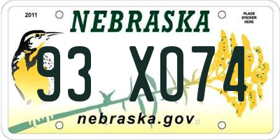 NE license plate 93XO74