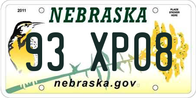NE license plate 93XP08