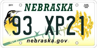 NE license plate 93XP21
