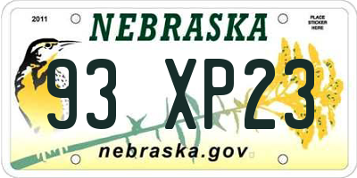 NE license plate 93XP23
