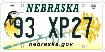 NE license plate 93XP27