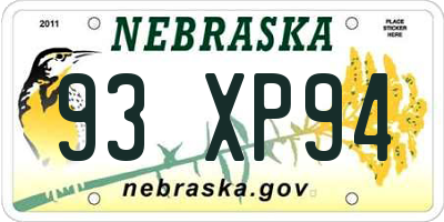 NE license plate 93XP94