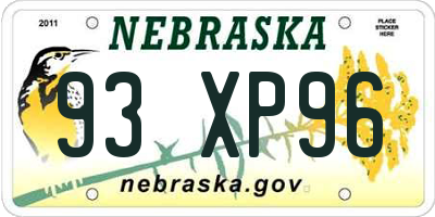 NE license plate 93XP96