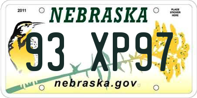 NE license plate 93XP97