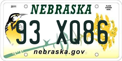 NE license plate 93XQ86