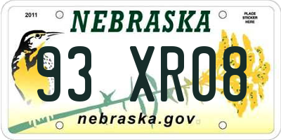NE license plate 93XR08