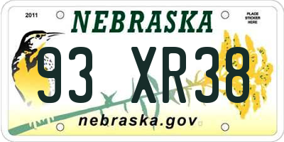 NE license plate 93XR38