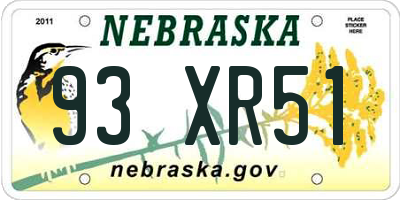 NE license plate 93XR51