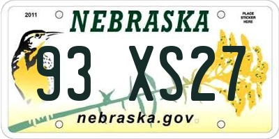 NE license plate 93XS27