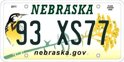 NE license plate 93XS77