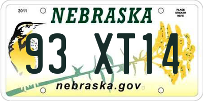 NE license plate 93XT14